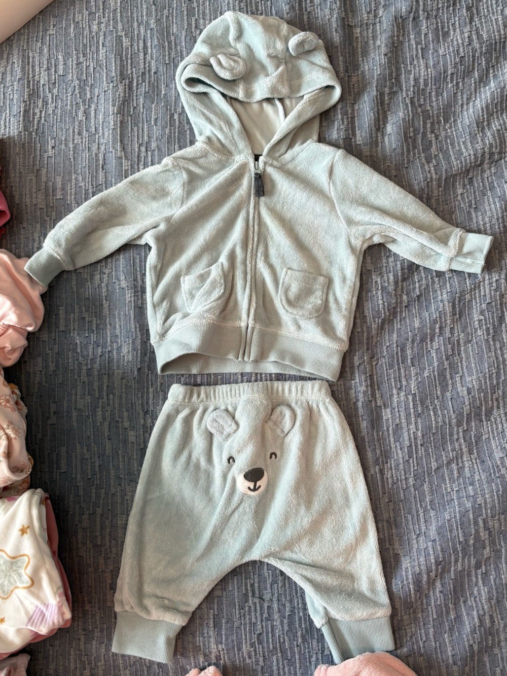 Carter’s blue velour bear set